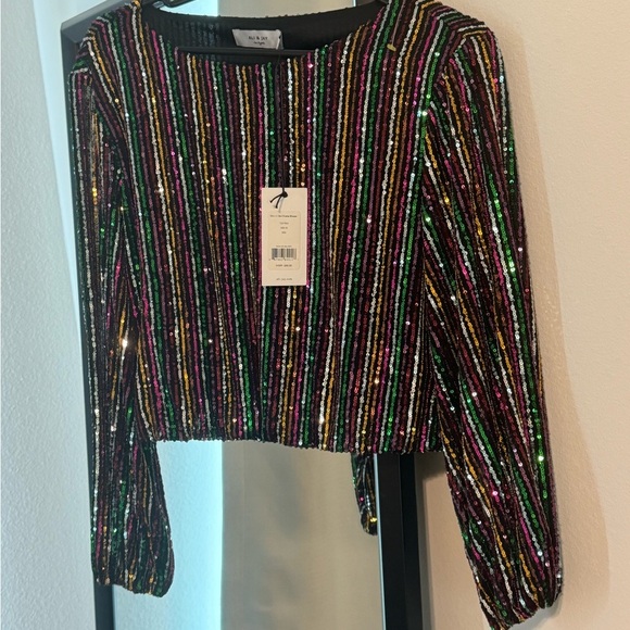 ALI & JAY Tops - Colorful Sequin Black Blouse